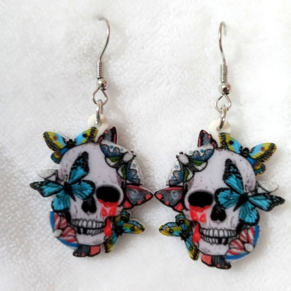 Catrina Skull Gothic Halloween earrings